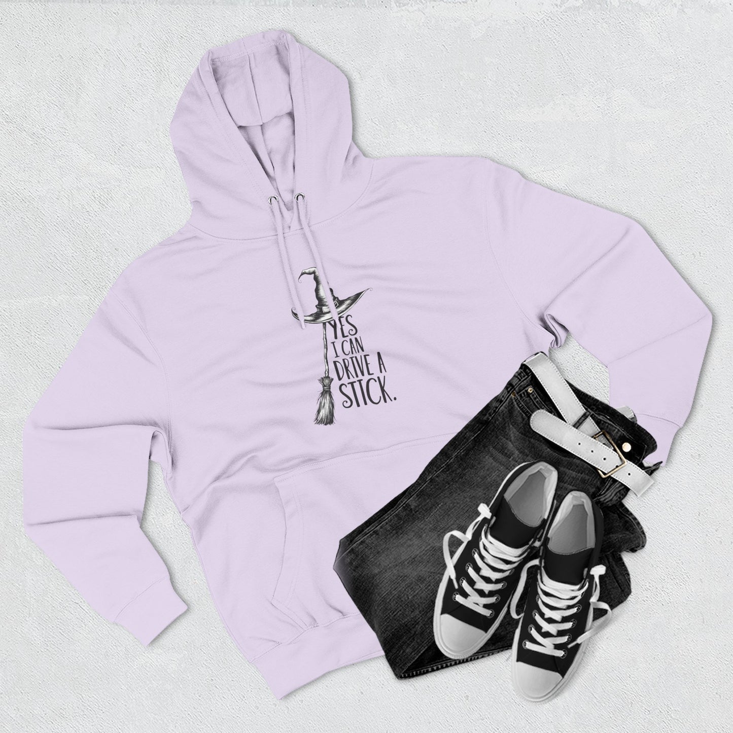 Fleece Hoodie - Funny Witch Can Drive Stick