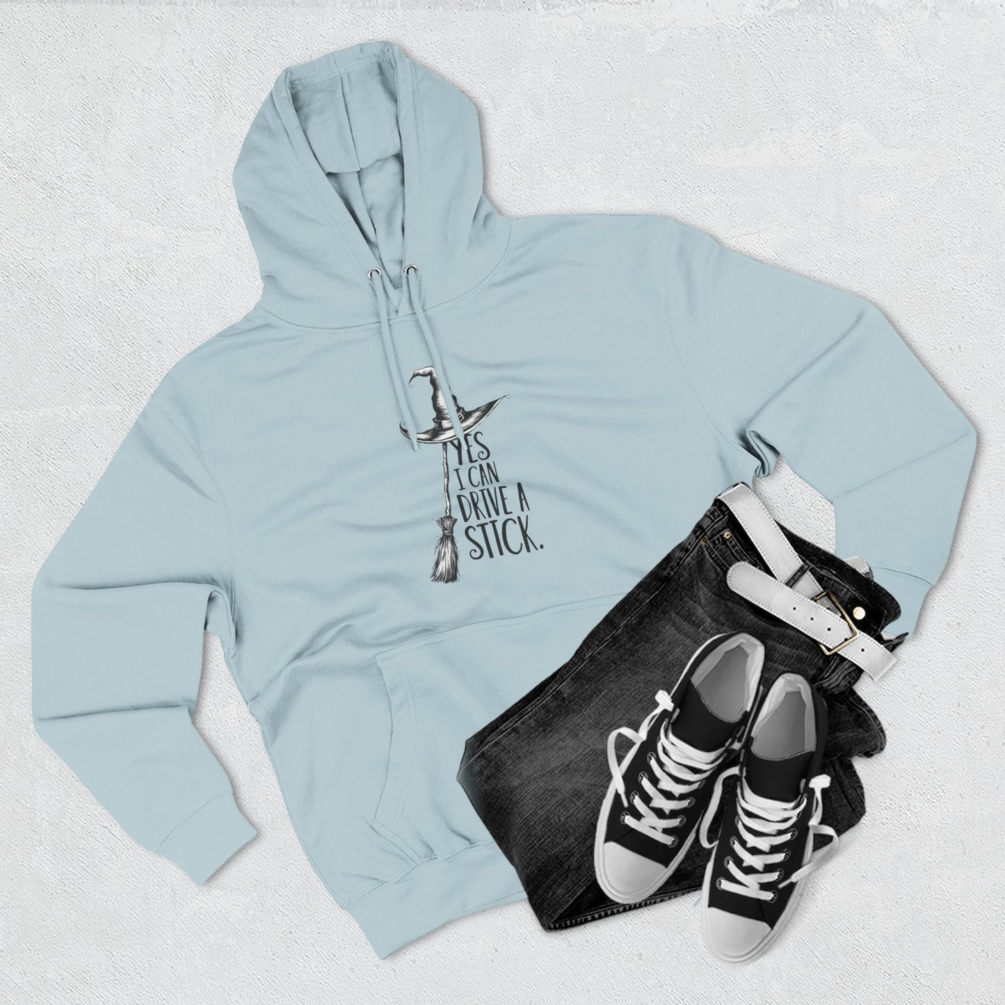 Fleece Hoodie - Funny Witch Can Drive Stick