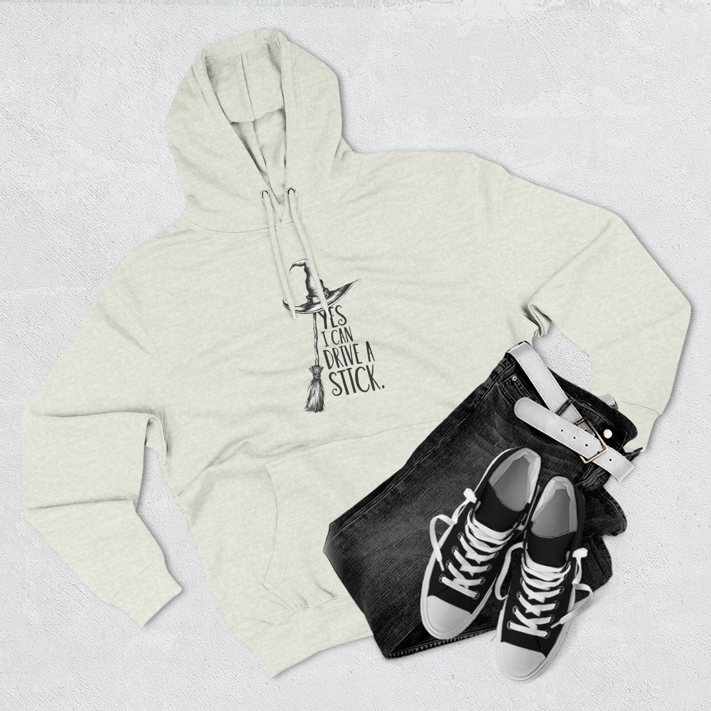 Fleece Hoodie - Funny Witch Can Drive Stick