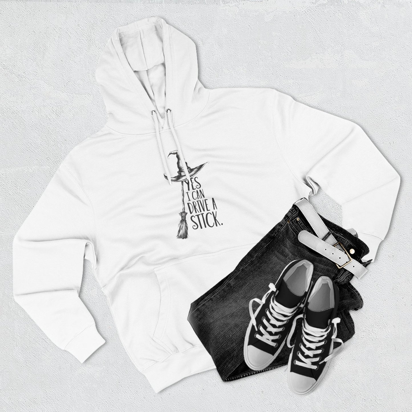 Fleece Hoodie - Funny Witch Can Drive Stick