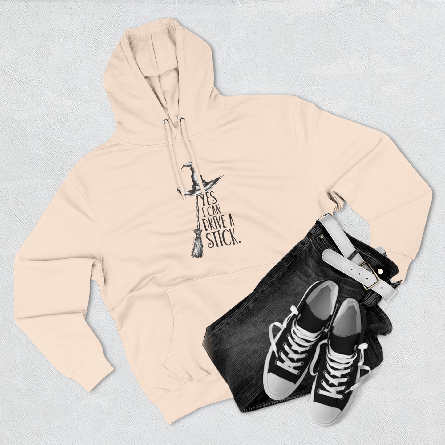 Fleece Hoodie - Funny Witch Can Drive Stick