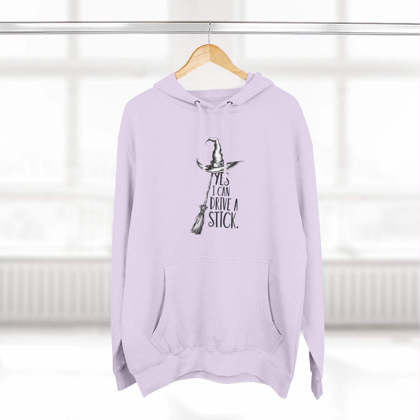 Fleece Hoodie - Funny Witch Can Drive Stick