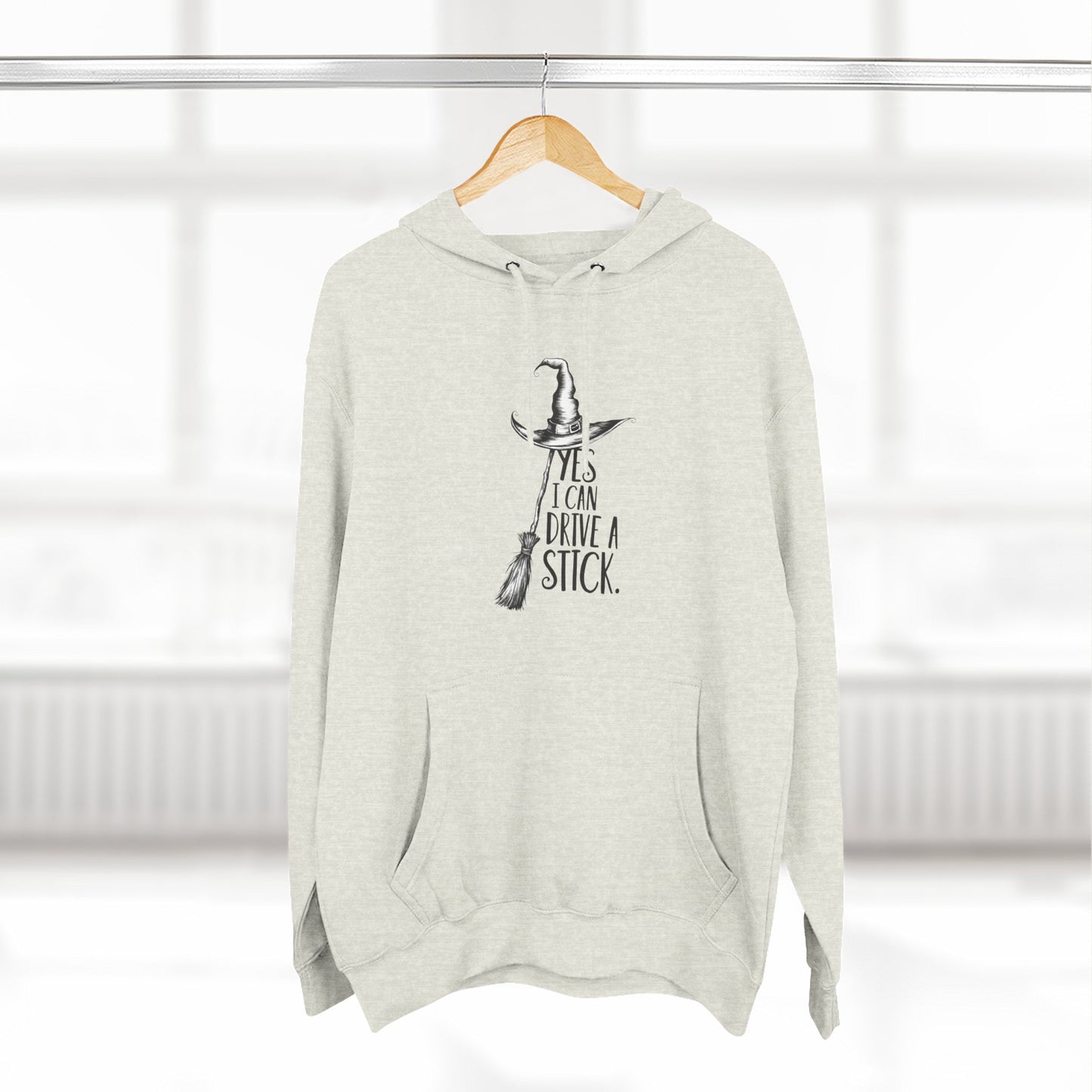 Fleece Hoodie - Funny Witch Can Drive Stick