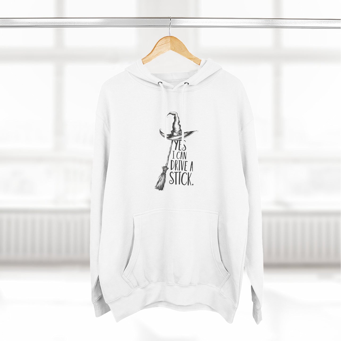 Fleece Hoodie - Funny Witch Can Drive Stick
