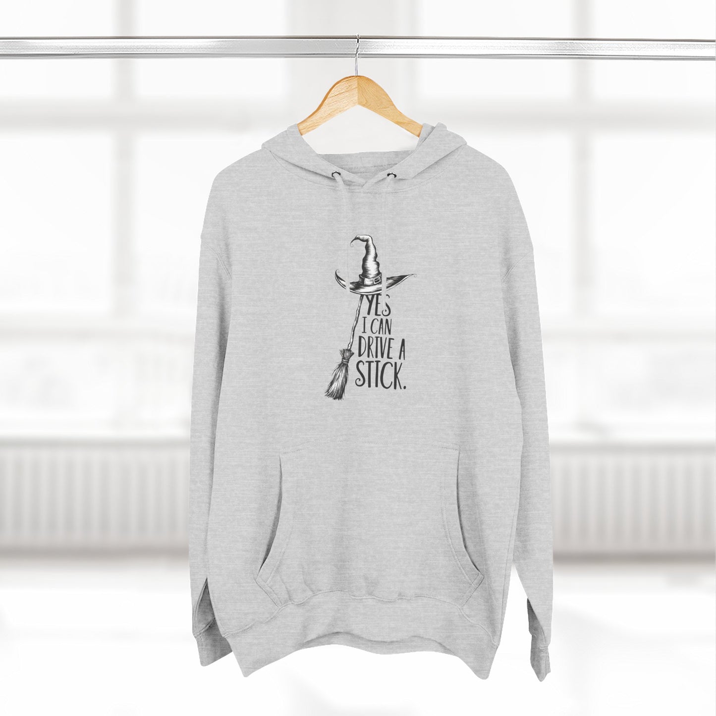 Fleece Hoodie - Funny Witch Can Drive Stick