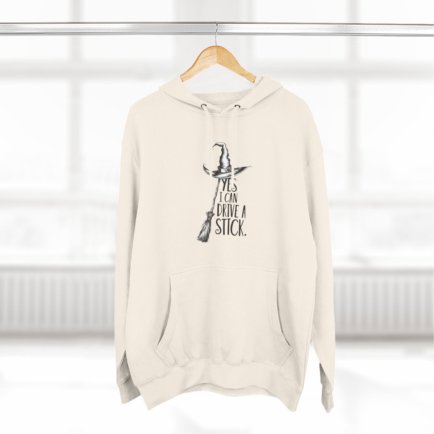 Fleece Hoodie - Funny Witch Can Drive Stick